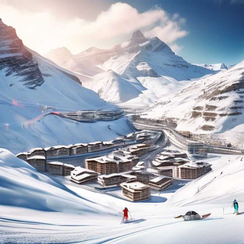 Four adventurous gap year travelers carving fresh tracks through the pristine, snow-covered slopes of Tignes, France, making the most of their 24-hour ski getaway.