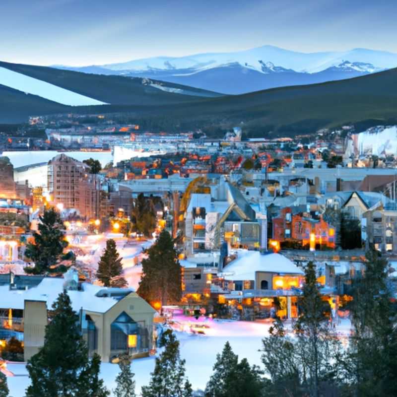 Four intrepid skiers glide down the pristine slopes of Breckenridge, USA, surrounded by breathtaking mountain vistas, during their thrilling 3&#45;week ski vacation.