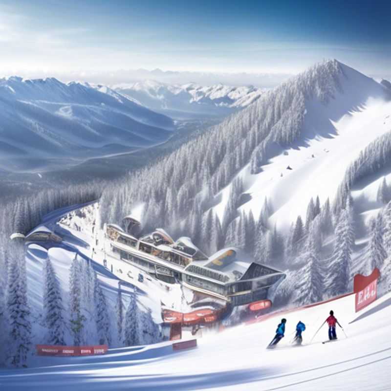 A couple embracing the thrill of skiing at Crystal Mountain, USA, surrounded by stunning snow-covered peaks, as they enjoy a magical 24-hour getaway during ski season.