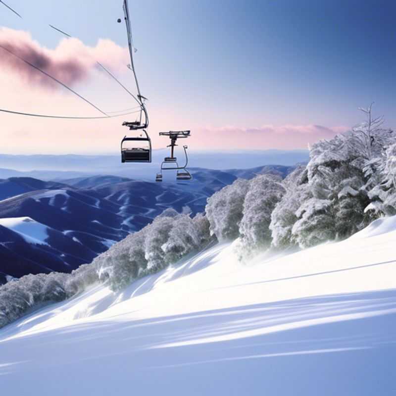 A cheerful family with children skiing down the slopes of Mt. Buller, Australia, surrounded by stunning snow-covered landscapes during their 3-week ski season staycation adventure.