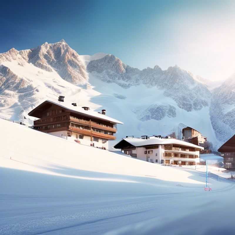 A serene view of Fulpmes, Austria, showcasing snow-covered mountains and cozy chalets, perfect for a solo traveler seeking wellness and relaxation during a two-week ski vacation in the heart of the Alps.