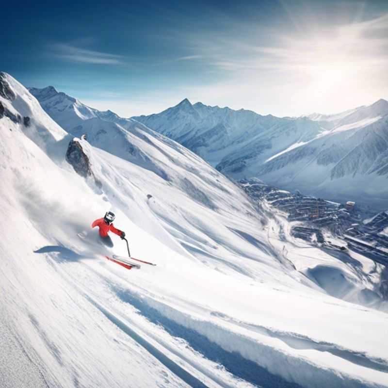 A lively group of six friends hitting the slopes in Obergurgl, Austria, capturing the thrill of their 24-hour skiing adventure amidst stunning alpine scenery and fresh powder during ski season.