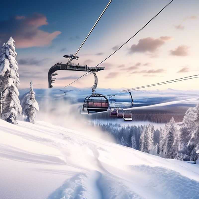 A couple reveling in the snowy slopes of Ruka, Finland, as they embrace the thrill of skiing during their two-week winter vacation, surrounded by stunning alpine scenery and festive winter vibes.