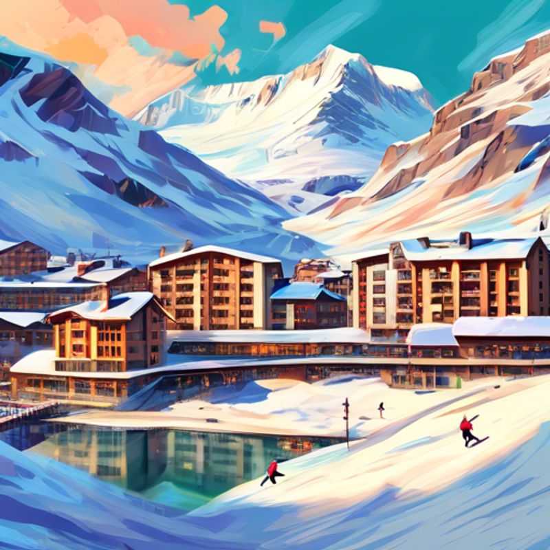 Four adventurous gap year travelers carving fresh tracks through the pristine, snow-covered slopes of Tignes, France, making the most of their 24-hour ski getaway.