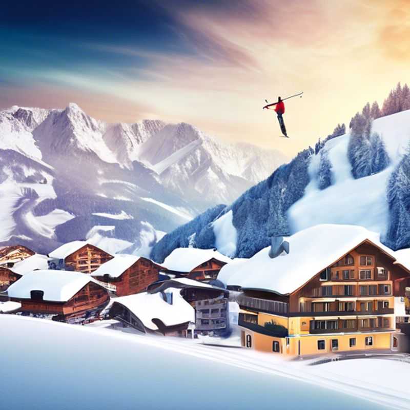 A serene view of Fulpmes, Austria, showcasing snow-covered mountains and cozy chalets, perfect for a solo traveler seeking wellness and relaxation during a two-week ski vacation in the heart of the Alps.